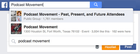 tinklalaidžių judėjimo grupė „Facebook“ paieškoje