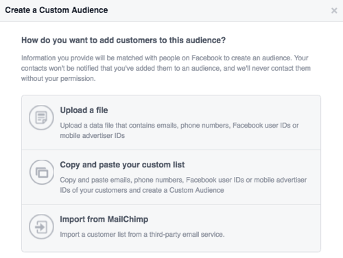 facebook įkelti klientų duomenų bazę