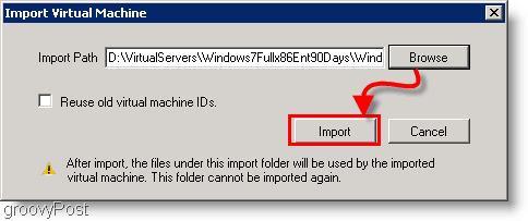 importuokite „Windows 7“ virtualią mašiną