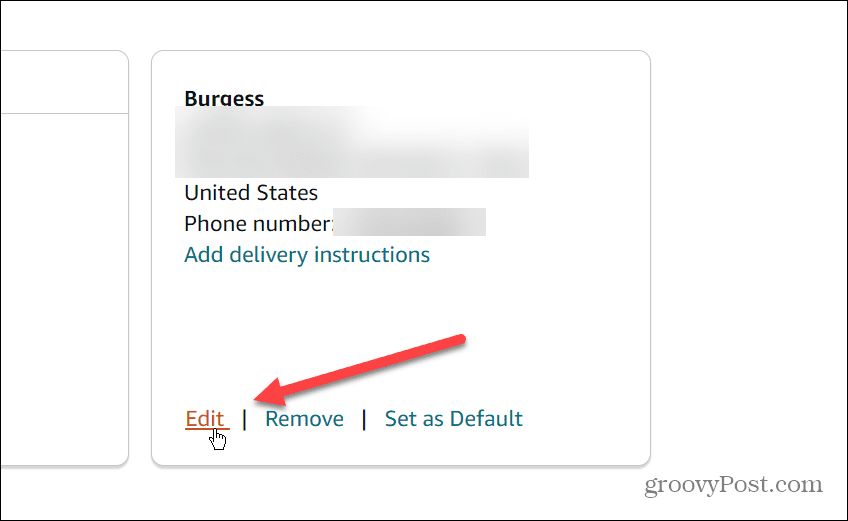 Pakeiskite savo pristatymo adresą Amazon