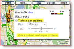 „Google Maps Live Traffic“ dienos ir laiko nustatymuose