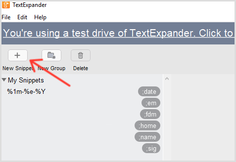 „TextExpander“ pridėkite fragmentą