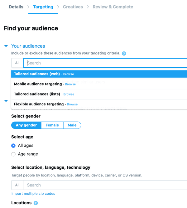 Galimybė nustatyti „Twitter“ skelbimo vaizdo įrašo sraute peržiūrų (prieš rodymą) auditoriją.