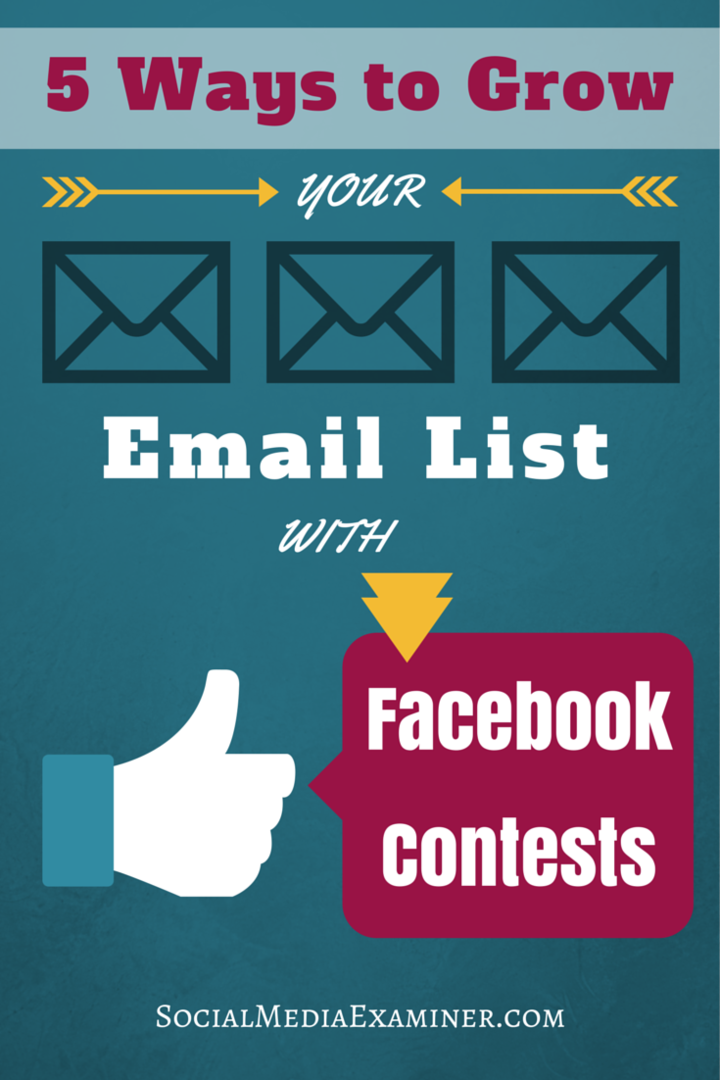 išplėskite savo el. pašto sąrašą dalyvaudami „Facebook“ konkursuose
