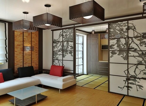 Japoniško stiliaus gyvenamieji kambariai