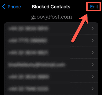 iphone redaguoti užblokuotus kontaktus