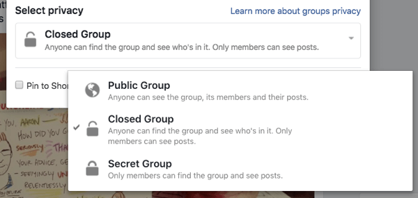 Kiekviena „Facebook“ grupė gali būti vieša, uždara ar slapta.
