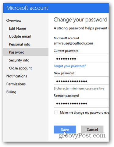 Kaip pakeisti „Outlook.com“ el. Pašto paskyros slaptažodį