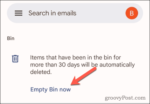 Ištuštinti šiukšliadėžę „Gmail“ mobiliajame įrenginyje