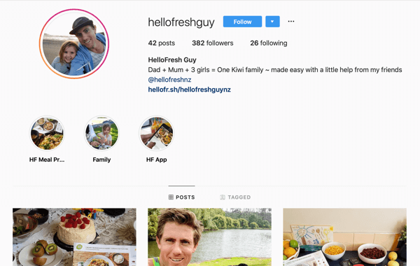Kaip įdarbinti mokamus socialinius įtakotojus, „Instagram“ srauto pavyzdys iš @hellofreshguy