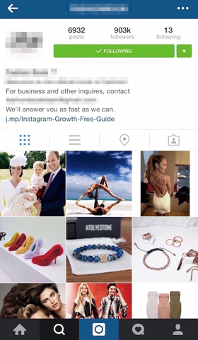instagram profilis su kontaktine informacija