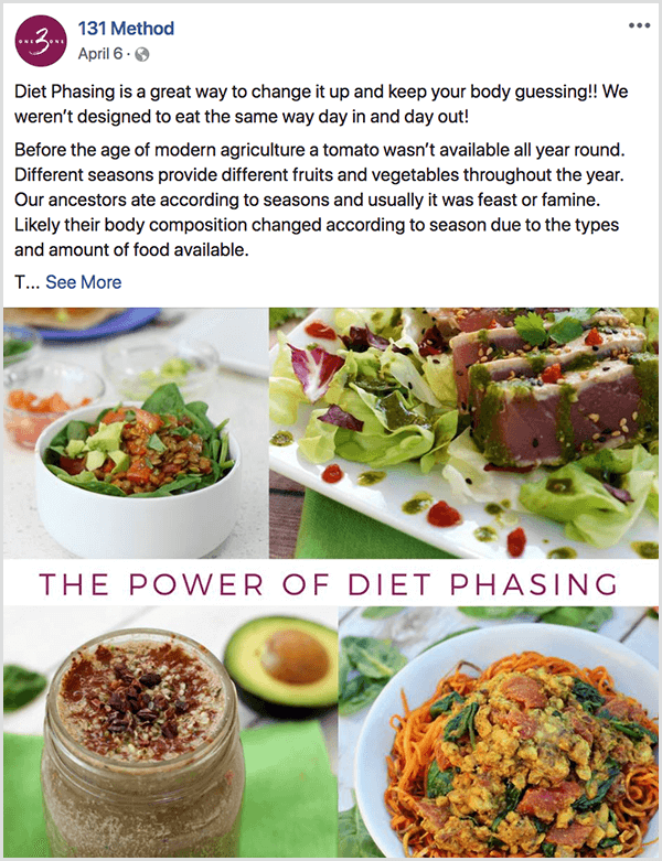 „131 Method“ „Facebook“ puslapyje skelbiama apie dietos eigą.