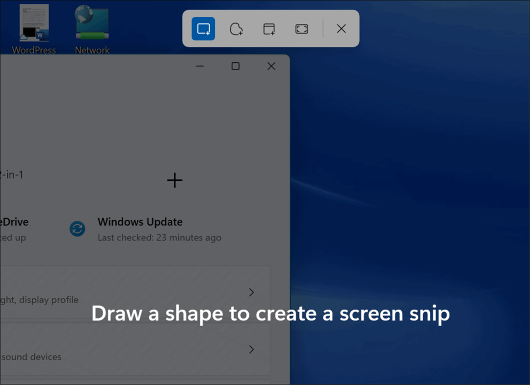 Snipping įrankis Windows 11