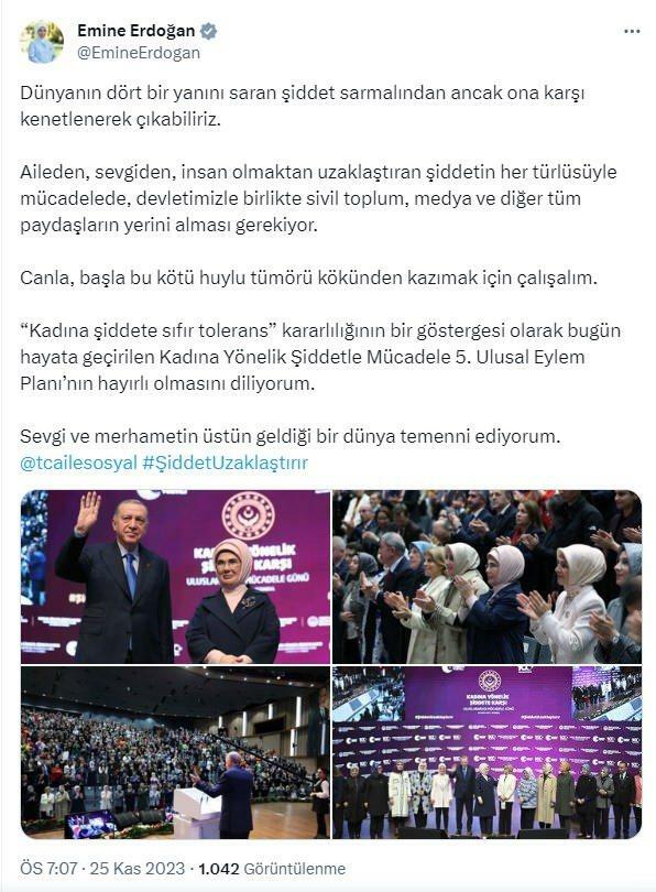 Pirmoji ponia Erdoğan pasidalijo smurto prieš moteris diena