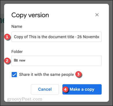 „Google“ dokumentų failo versijos kopijavimas