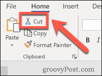 „Microsoft Word Cut“ mygtukas