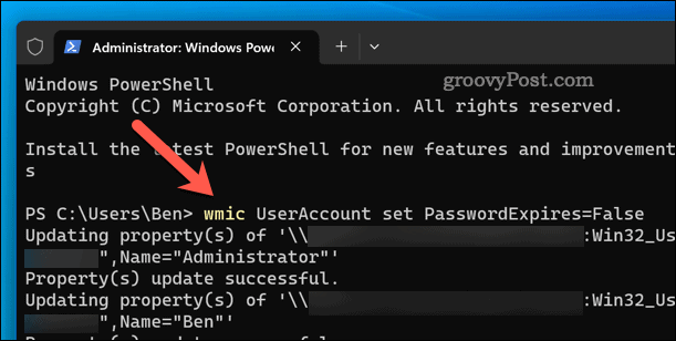 Nustatykite slaptažodžio galiojimo pabaigą visoms vietinėms paskyroms sistemoje „Windows 11“.