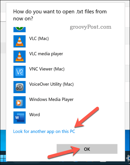 Programos pasirinkimas failo tipui atidaryti sistemoje „Windows 11“.
