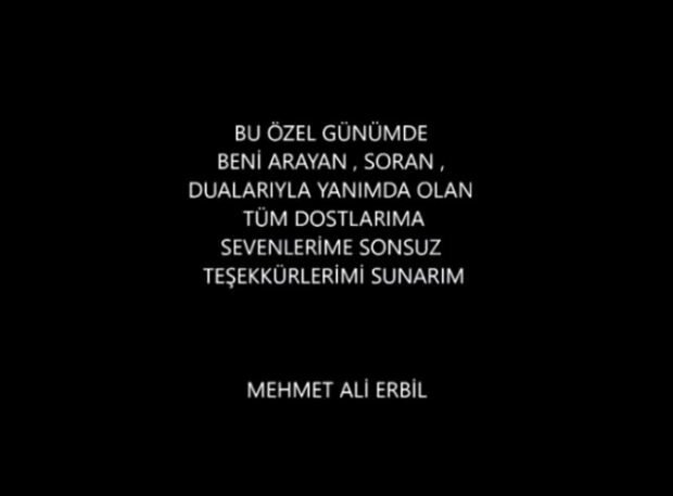Mehmet Ali Erbil žinutė