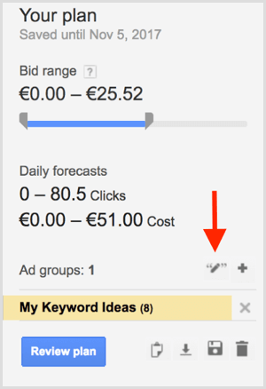 „Google AdWords“ raktinių žodžių planavimo priemonės atitikties tipas