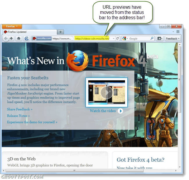 „Firefox 4“ beta ekrano kopija