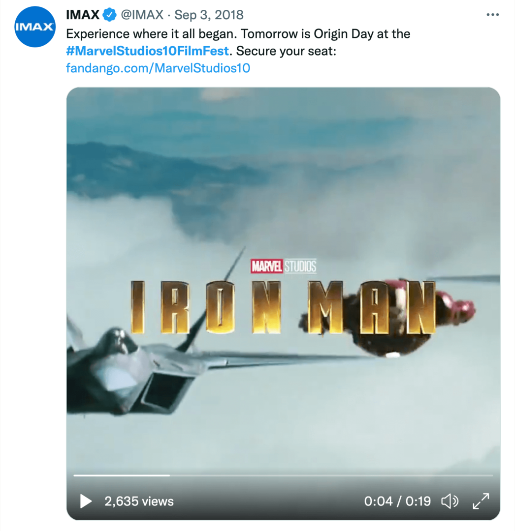 IMAX tviteryje apie 10 metų vykstantį „Marvel Studios“ filmų festivalį vaizdas