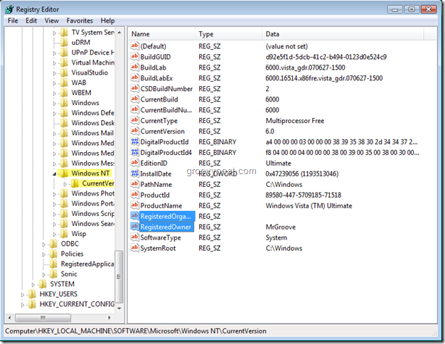 „Windows“ registro rengyklės ekrano kopija