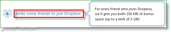 „Dropbox“ ekrano kopija - sukaupkite vietos kviesdami draugus