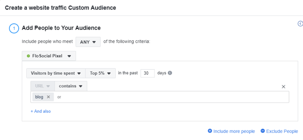 Naudokite „Facebook“ įvykių sąrankos įrankio 16 veiksmo nustatymus, kad sukurtumėte pasirinktinę „Facebook“ auditorijos auditoriją pagal svetainėje praleistą laiką