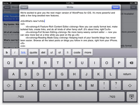 „WordPress“ programos „iPad“ įrankis
