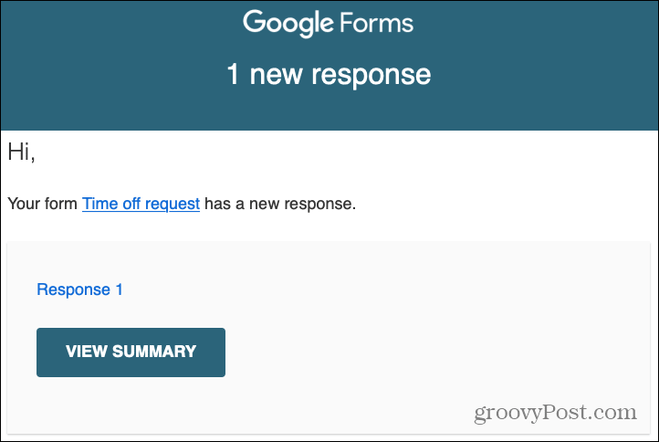 „Google“ formų atsakymų el. Pašto įspėjimas