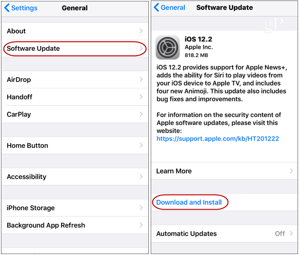 „iOS 12.2“ atnaujinimas