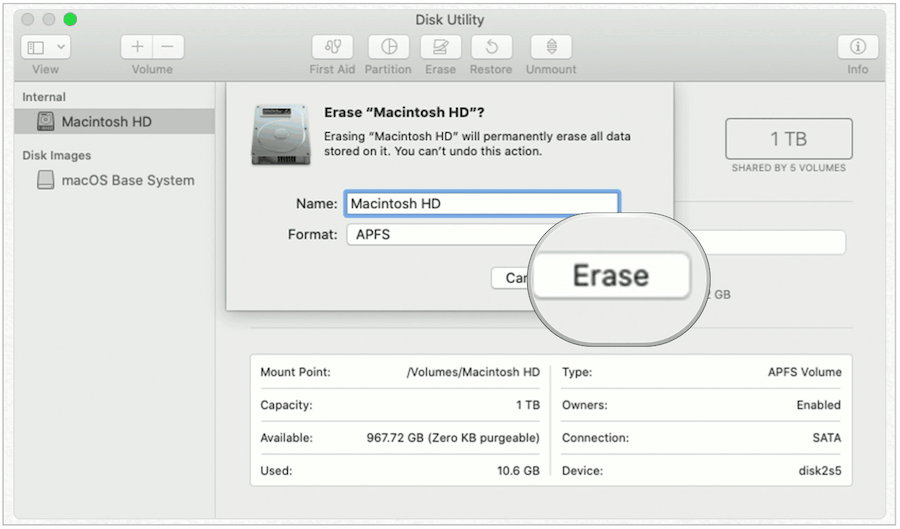 Ištrinti „Mac“ diską