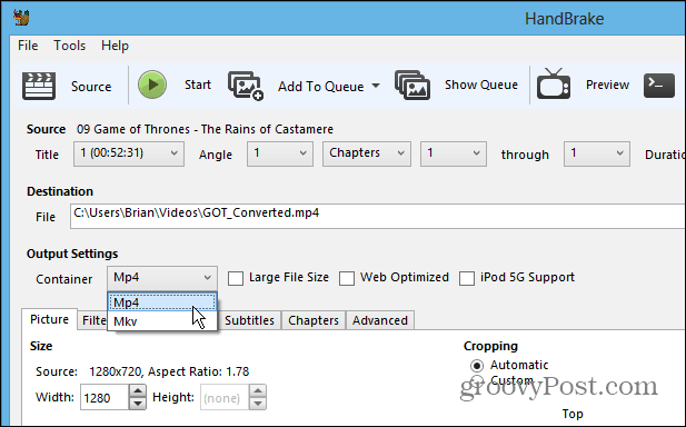 Kaip konvertuoti MKV vaizdo failus į MP4 (H.264) formatą