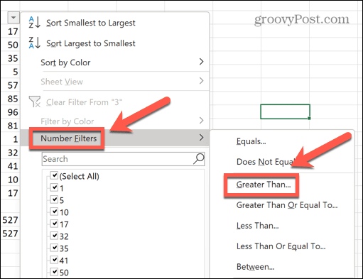 Excel filtro nustatymas