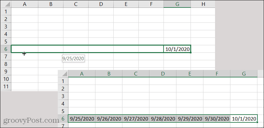 „Excel“ automatinio pildymo data atgal