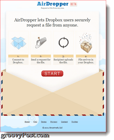 „AirDropper Dropbox“ priedas veikia