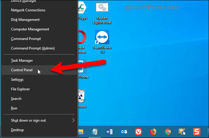 Valdymo skydas pridėtas prie „Win + X“ meniu „Windows 10“
