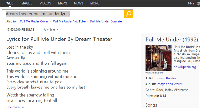 „Google“ kopijuoja „Bing“, prideda dainų tekstus paieškos rezultatuose
