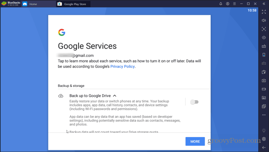 bluestacks google paslaugų