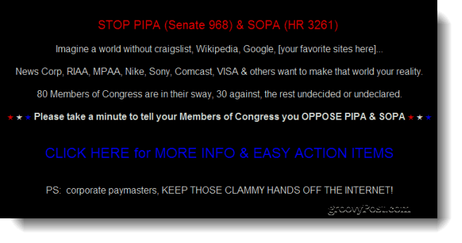 „Google“, Vikipedija tarp „Going Dark“ svetainių, kurios šiandien protestuoja siūlomus kovos su piratavimu įstatymus Kongrese