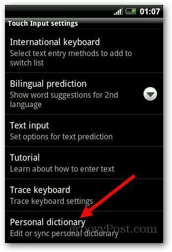 Pridėti žodyną „Android 4“