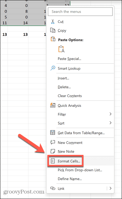 Excel formato langeliai