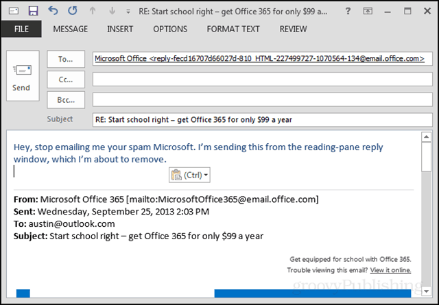 „Outlook“ 2013 m. naujas rašymo langas