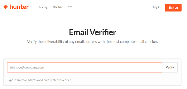 Norėdami patikrinti vartininko el. Pašto adresą, naudokite įrankį, pvz., „Hunter“.