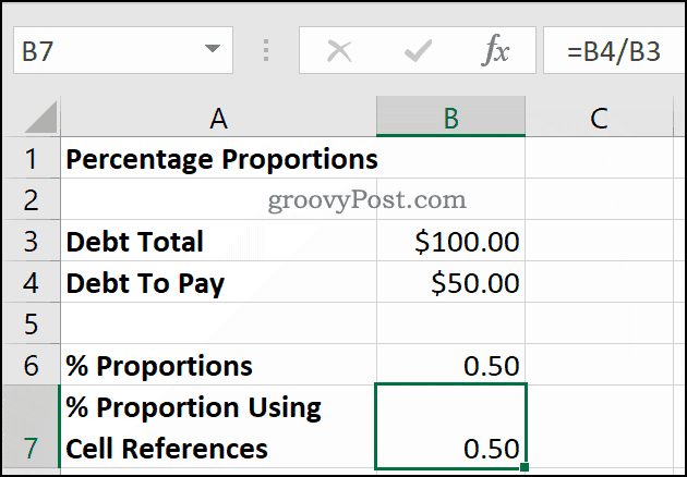 Procentų skaičiavimas kaip proporcijos naudojant „Microsoft Excel“