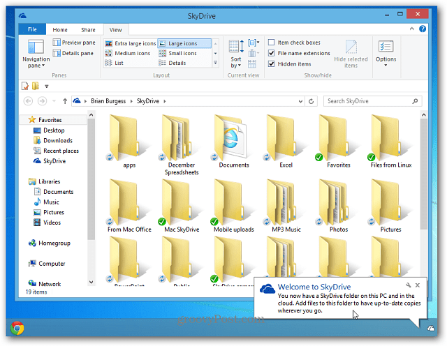 „SkyDrive“ „Windows 8“ darbalaukis