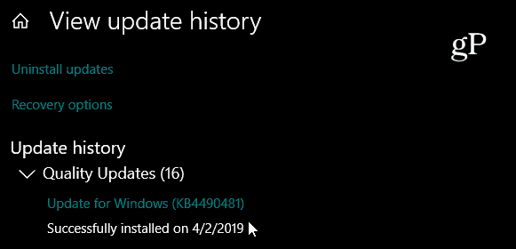 „Windows 10“ kaupiamasis atnaujinimas KB4490481