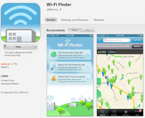 „wifi finder“ programa