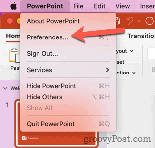 Atidarykite „Mac PowerPoint“ nuostatas